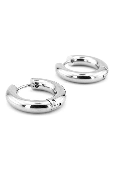 Solfera Classic Hoop Bright Silver Color 316L Stainless Steel Unisex Earrings EX118
