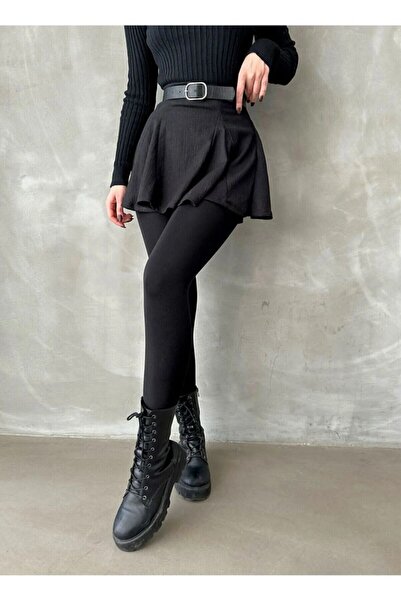 surkent İçi Peluşlu Kışlık Termal Ten Görünümlü Siyah Peluş Tayt Külotlu Çorap