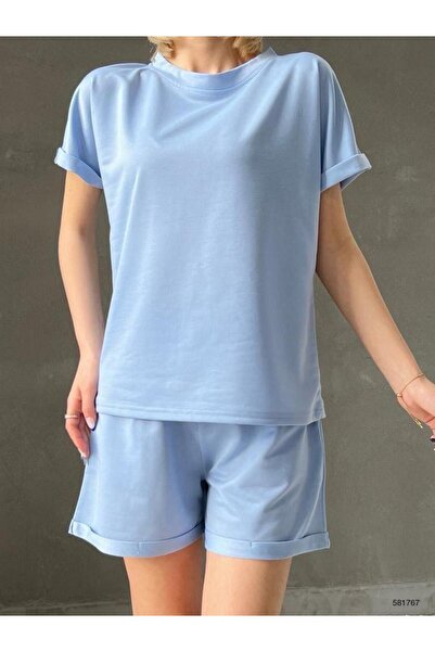 merlavin Ženske kratke hlače od dvonitne tkanine, dvodelni set (šarene)