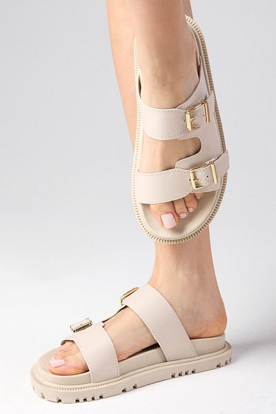 Mio Gusto Reese Beige Farbe Flache Unterseite Damen Sommer Casual Hausschuhe