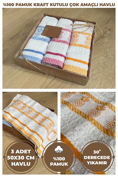 Manken İstanbul 100% Cotton Kitchen Hand Towel Drying Towel Kitchen Towel in Kraft Box