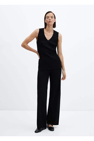 MANGO Woman V-neck rib blouse
