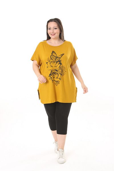 xlargebutik PLUS SIZE CLOTHING BLUZE WITH YELLOW ROSES