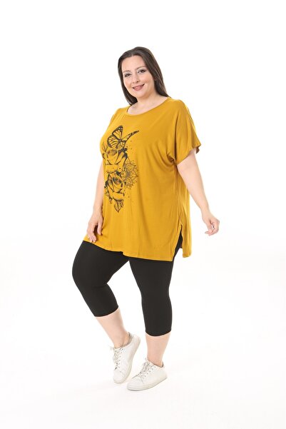 xlargebutik PLUS SIZE CLOTHING BLUZE WITH YELLOW ROSES