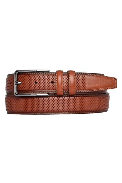 GoDeri Brown Stitched Classic, Fabric Trouser Belt 3.5 Cm