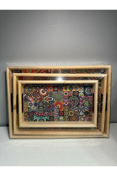 HBS Art Design HBS ART DESIGN Wooden Beech 3-Piece Tray Gift 1st Class SET