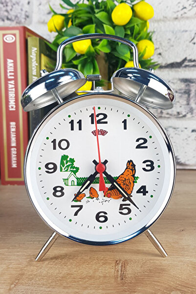 Genel Markalar Yem Yiyen Tavuk Tasarım Kurmalı Retro Çalar Saat Büyük Boy Dek...