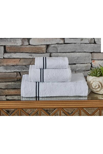 KÜBRAHOME'S طقم مناشف دانتيلا فيتا مكون من 3 قطع باللون الأبيض