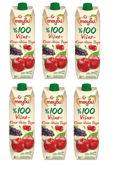 Meysu %100 Vişne Kiraz Üzüm Suyu 1 Lt X 6 Adet