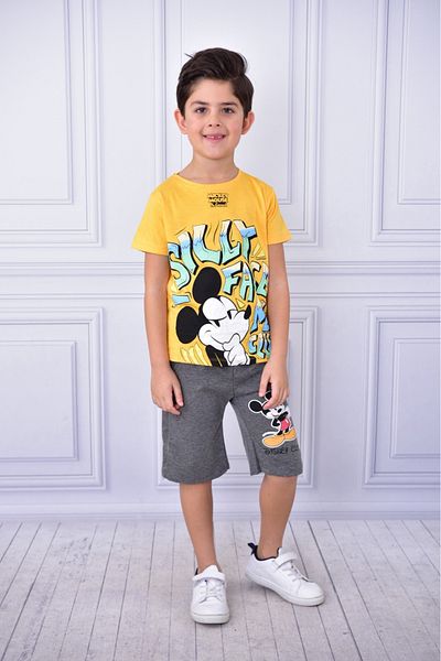 BUUFUU Sily Face Miki Printed Cotton Pocket T-shirt Shorts Set (Buy one size plus)