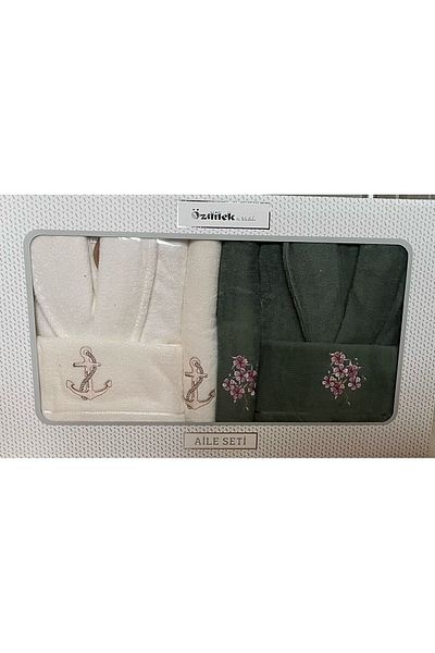 Özdilek Σετ Μπουρνούζι Rozen Family Cream-Pράσινο