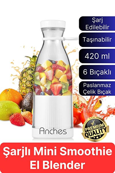 Anches Portatif Taşınabilir Elektrikli Mini Meyve Sıkacağı Smoothie Doğrayıcı...