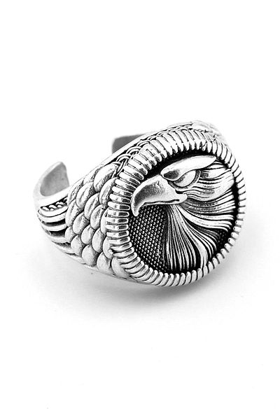 Solfera Eagle Seal Embossed Pattern Brass Adjustable Men's Ring RG067