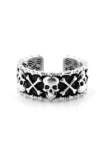 Solfera Danger Skull Gothic Brass Adjustable Men's Ring RG061