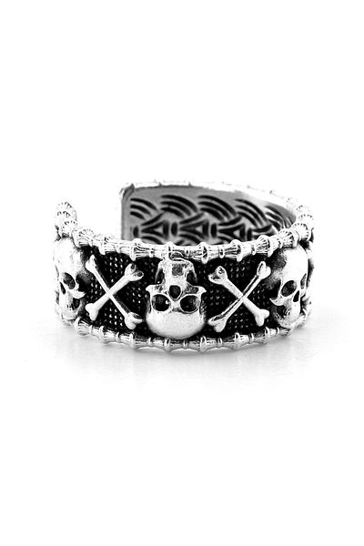 Solfera Danger Skull Gothic Brass Adjustable Men's Ring RG061