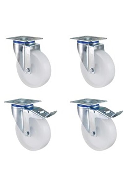 Kama Poliamid Kemik 2 adet Döner 2 adet Frenli Tekerlek - 80 mm Çap