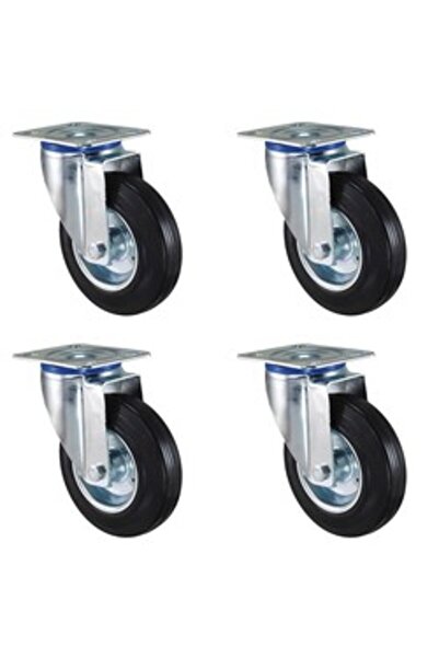 Kama Kauçuk Dolgu Lastik Sanayi Tekeri 4'lü Döner Tekerlek - 80 mm Çap