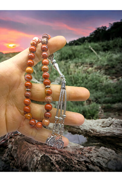 DOĞAL TAŞ CENNETİ ROZARIU JASPĂ DE PIATĂ NATURALĂ - ACOPERIT DE ARGINT ÎN CUTIE SPECIALĂ CERTIFICATĂ