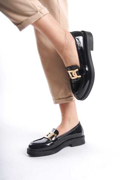 İDOL SHOES Women's VEGAN LEATHER BUCKLE LOAFER SHOES