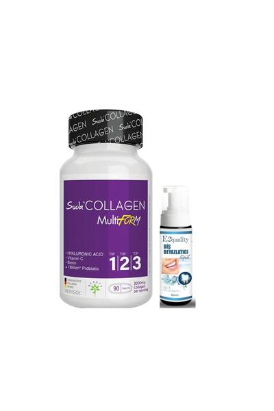 Suda Collagen 90 Collagen Tablets Supplement - Whitening Teeth and Gift Foam