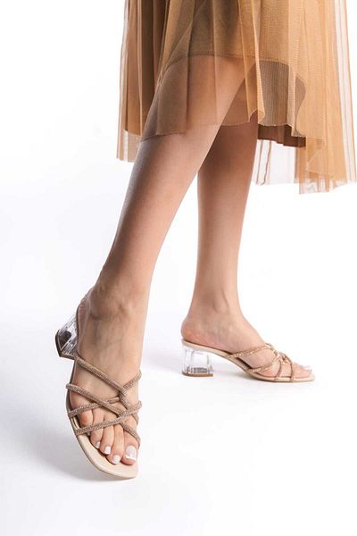 İDOL SHOES Papuci cu toc transparent pentru femei