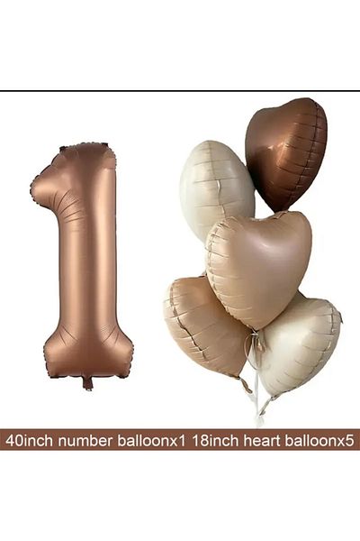 Partifabrik Chocolate Brown Number Foil Balloon Heart Balloon Set
