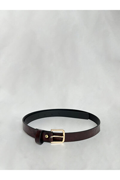 Generic Brand Women's Burgundy Gold Buckle Belt