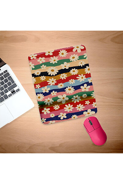 UcuruStore Πολύχρωμο ορθογώνιο mouse pad με σχέδιο μαργαρίτες και στήριγμα κα...