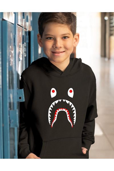 AEMİ Детски суитшърт с качулка и принт Bape Shark - Детски суитшърт с качулка Bape