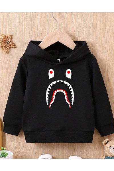 AEMİ Детски суитшърт с качулка и принт Bape Shark - Детски суитшърт с качулка Bape