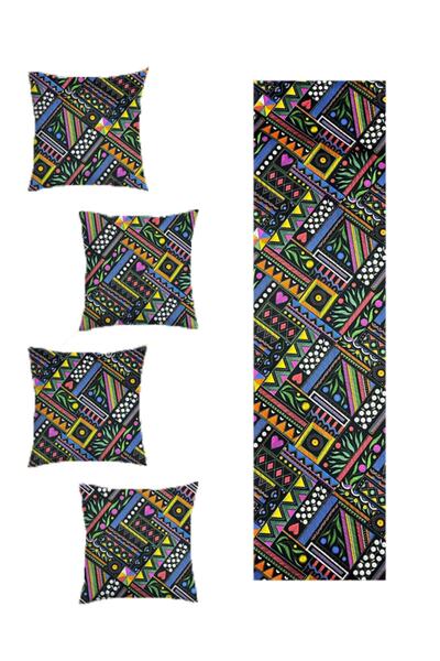 Gofre Home Husă de pernă din 4 bucăți cu model Marquise și 1 set de alergători