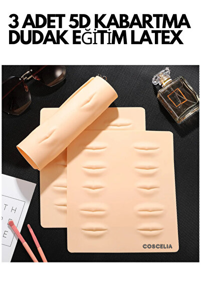 Coscelia 5D Silikon Kalıcı Makyaj Dövme Eğitimi Uygulama Cilt Boş Dudaklar Microblading Dövme Latex 3 Adet