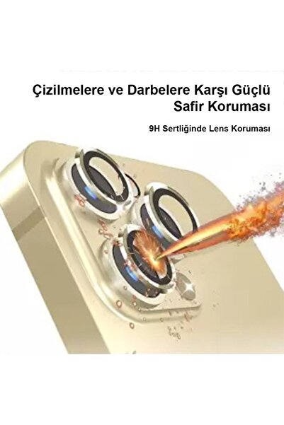 kalimera iPhone 13 Pro / 13 Pro Max  ile Uyumlu Premium Ultra Darbe Önleyici Safir Kamera Lens Koruyucu