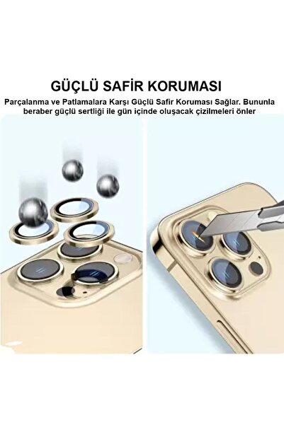 kalimera iPhone 13 Pro / 13 Pro Max  ile Uyumlu Premium Ultra Darbe Önleyici Safir Kamera Lens Koruyucu