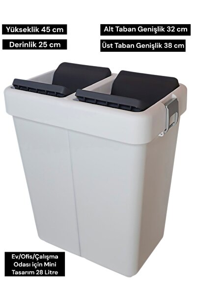 Technow Motek 28 Litre Mini Tasarım Geri Dönüşüm Ofis/Ev/Çalışma Odası Çöp Ku...