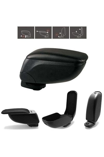 Niken Universal Car Armrest Armrest Console Leather Stitched Sliding Black