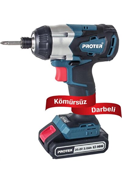 Proter 2 PST 360 T KÖMÜRSÜZ DARBELİ ŞARJLI TORNAVİDA 1/4" 350 NM - 20.0 V - 2.0 AH/Li-on 20 Volt Darbesiz
