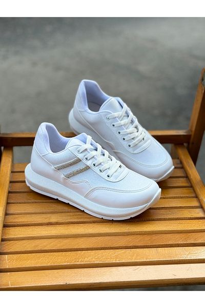 KAFKASLAR AYAKKABI Glitter and Jewelled Lace-up Casual Sneakers