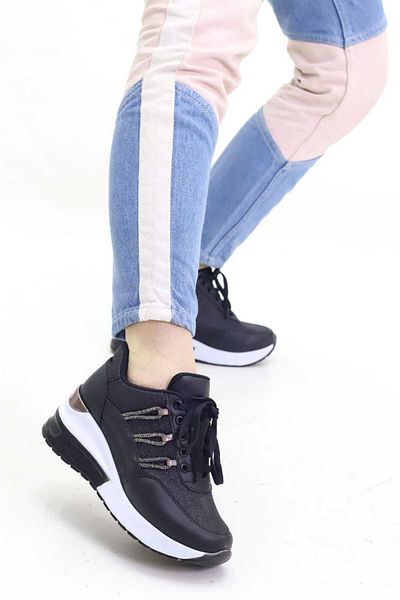 Weynes Women's Black 3-Stone Ring Hidden Heel Sports Shoes Wsb0730