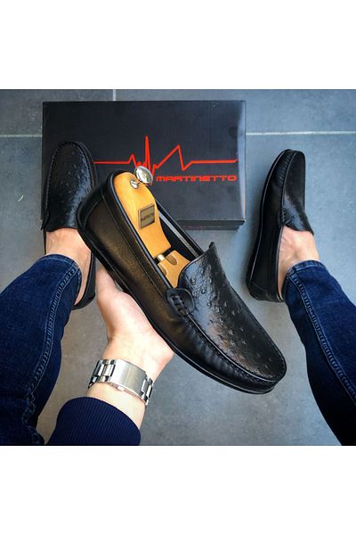 Martinetto GENUINE LEATHER BLACK DAILY MEN'S SHOES MRTCNT100
