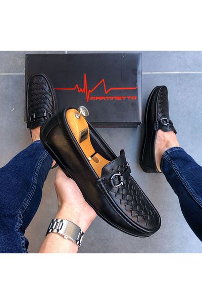 Martinetto GENUINE LEATHER BLACK DAILY MEN'S SHOES MRTCNTB200