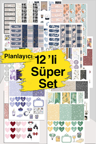 LiyaCraft Σετ αυτοκόλλητων πανέμορφων 12 σελίδων Planner
