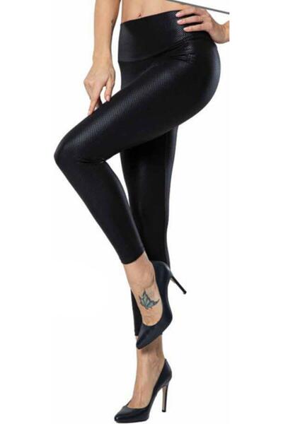 Crozwise Kadın Tayt Poly Micro Deri Desen 3175