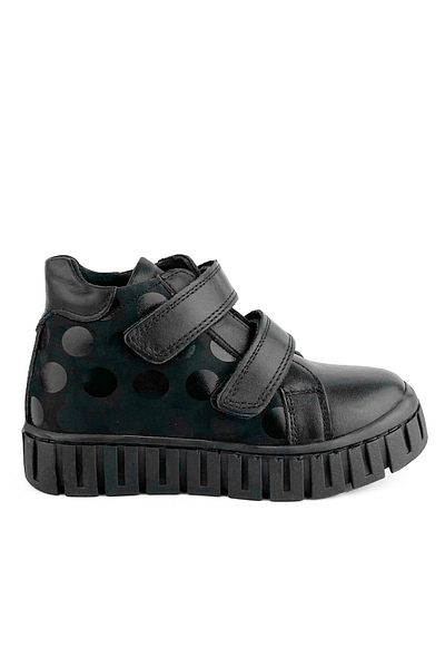 Cici Bebe Ayakkabı Cizme pentru fete din piele naturală cu buline negre