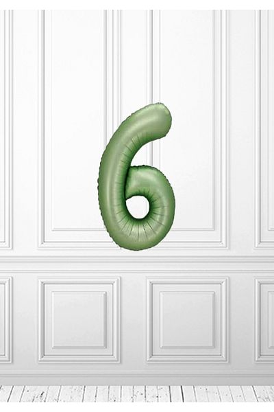 LOTUS PARTY 6 Number Green Foil Balloon - Retro Green Number Foil Balloon