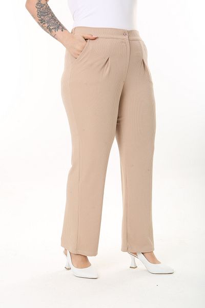 Era Lisa BLACK HIGH WAIST ELASTIC WAIST PLEATED PLUS SIZE KNITTED PANTS