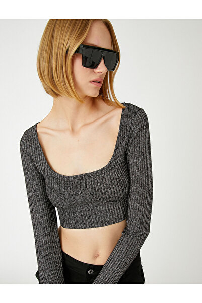 Koton Kurzes Jacquard-T-Shirt