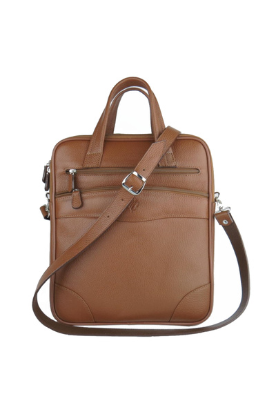MÇ DERİ Vertical Briefcase with Laptop Compartment 100% Cowhide Double Zipper