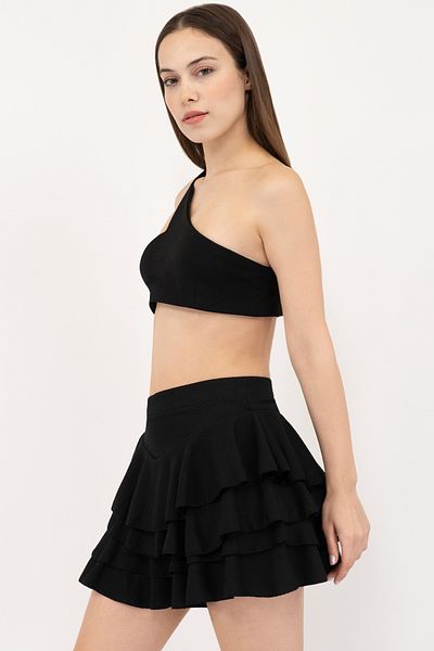 Soyo Women's Black Quadra Frilly Mini Skirt