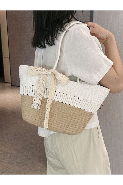 HandmadeSNM Χειροποίητη τσάντα παραλίας Τσάντα ζιγκ-ζαγκ με σχέδιο